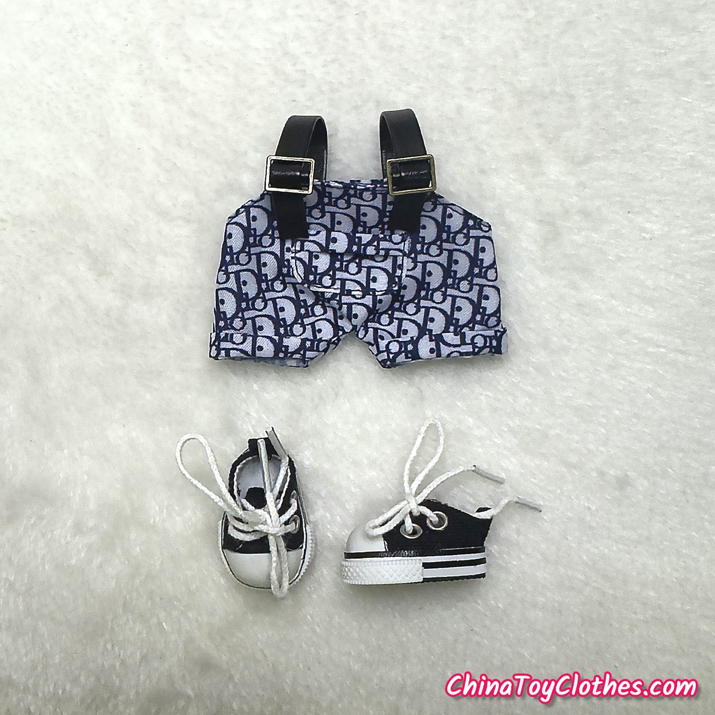 LABUBU 17cm The Monsters Plush Doll Replacing Clothes Handmade Navy Blue DD Overalls NO TOY