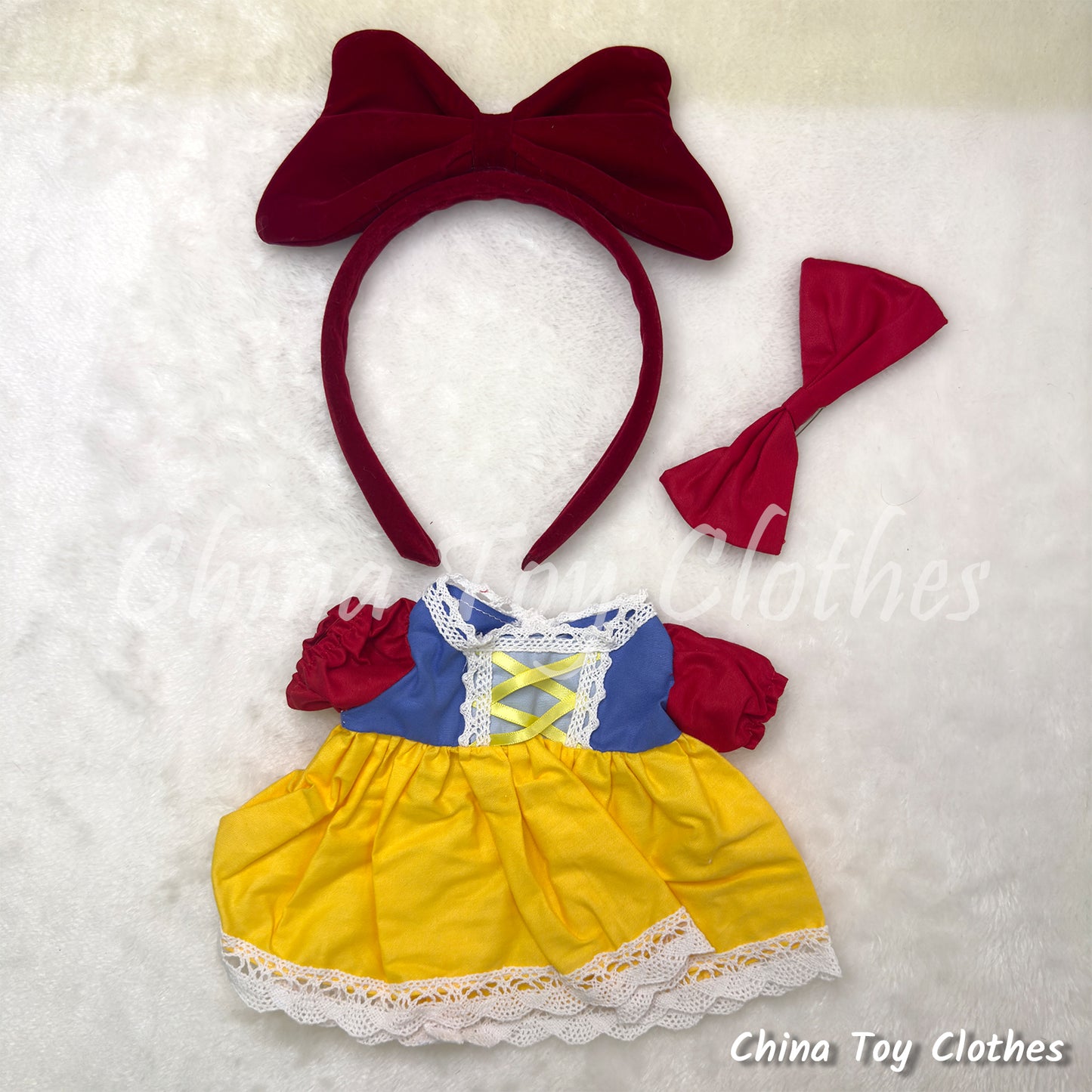 LABUBU 38cm 15inch The Monsters Plush Doll Clothes Handmade Snow White Outfit NO TOY