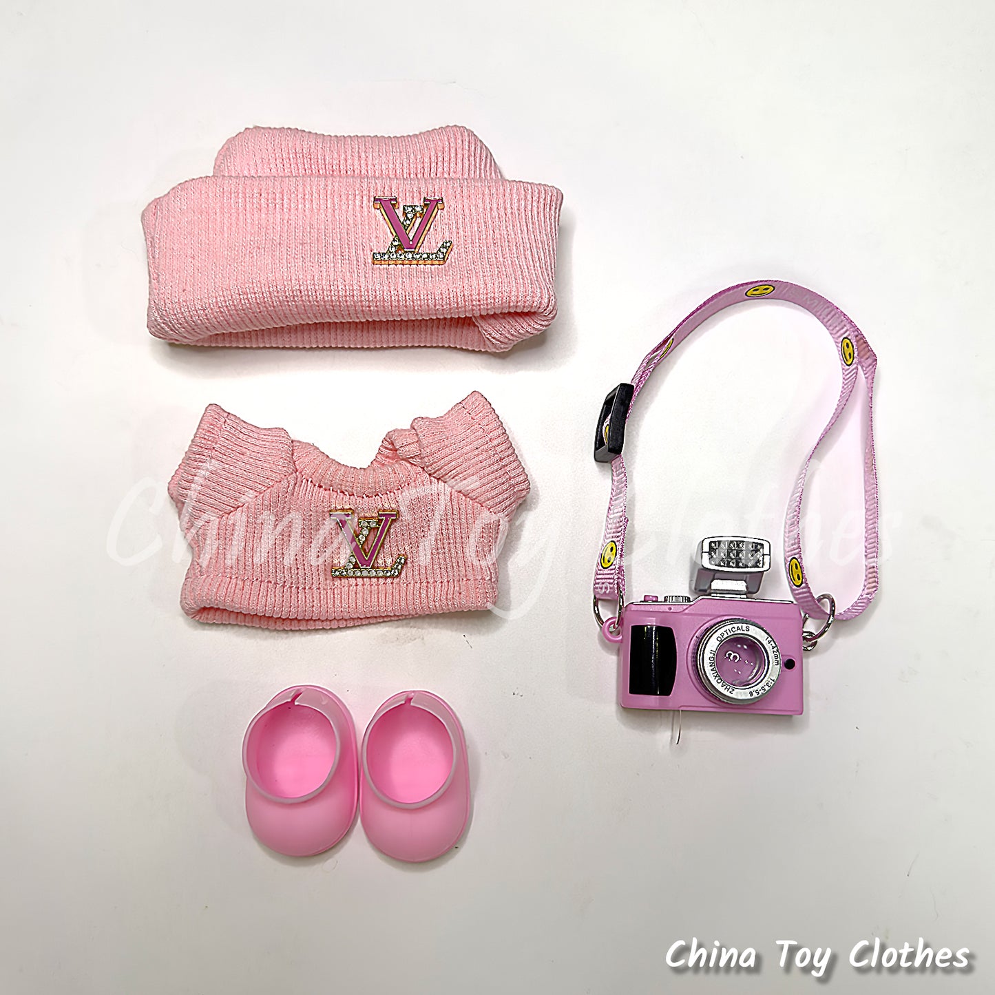 LABUBU 17cm The Monsters Plush Doll Handmade Clothes Elegant Lady VV Fashion Outfit Camera NO TOY