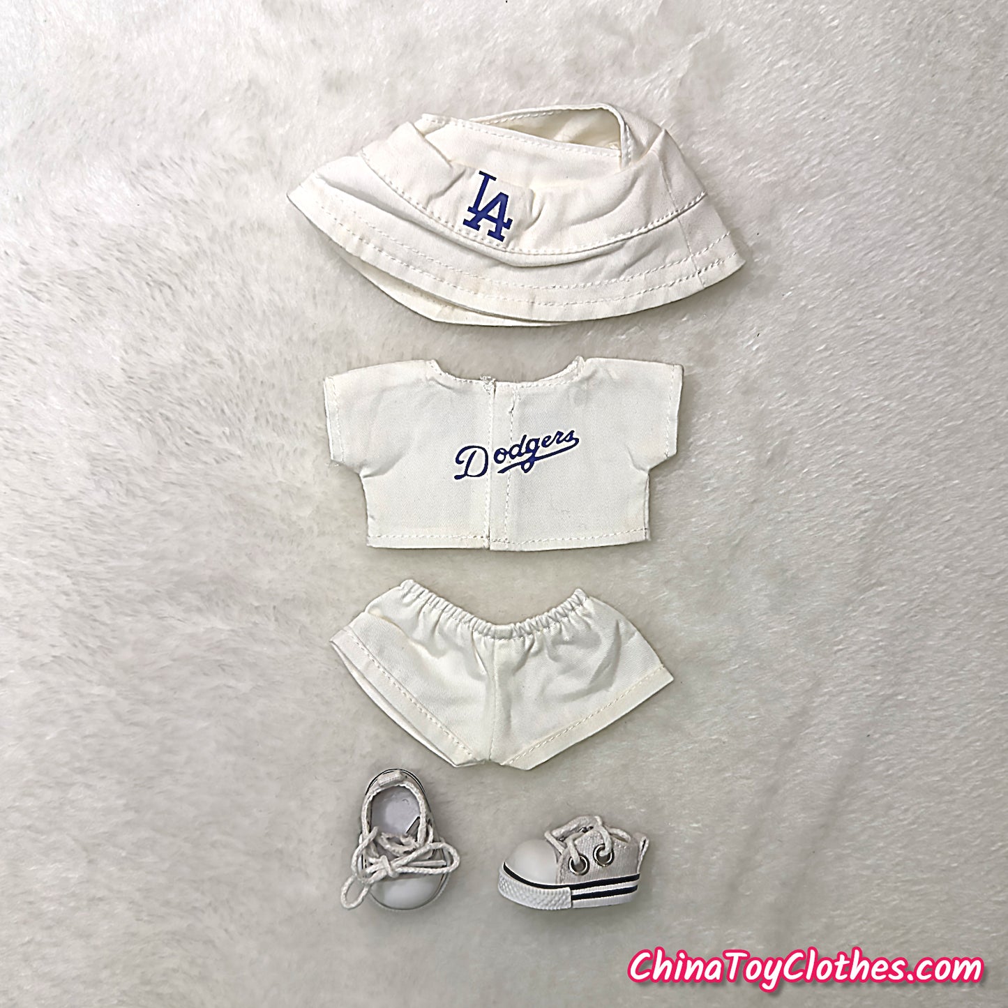 LABUBU 17cm The Monsters Plush Doll Replacing Clothes White LA Dodgers No. 5 FREEMAN Sportswear Outfit NO TOY