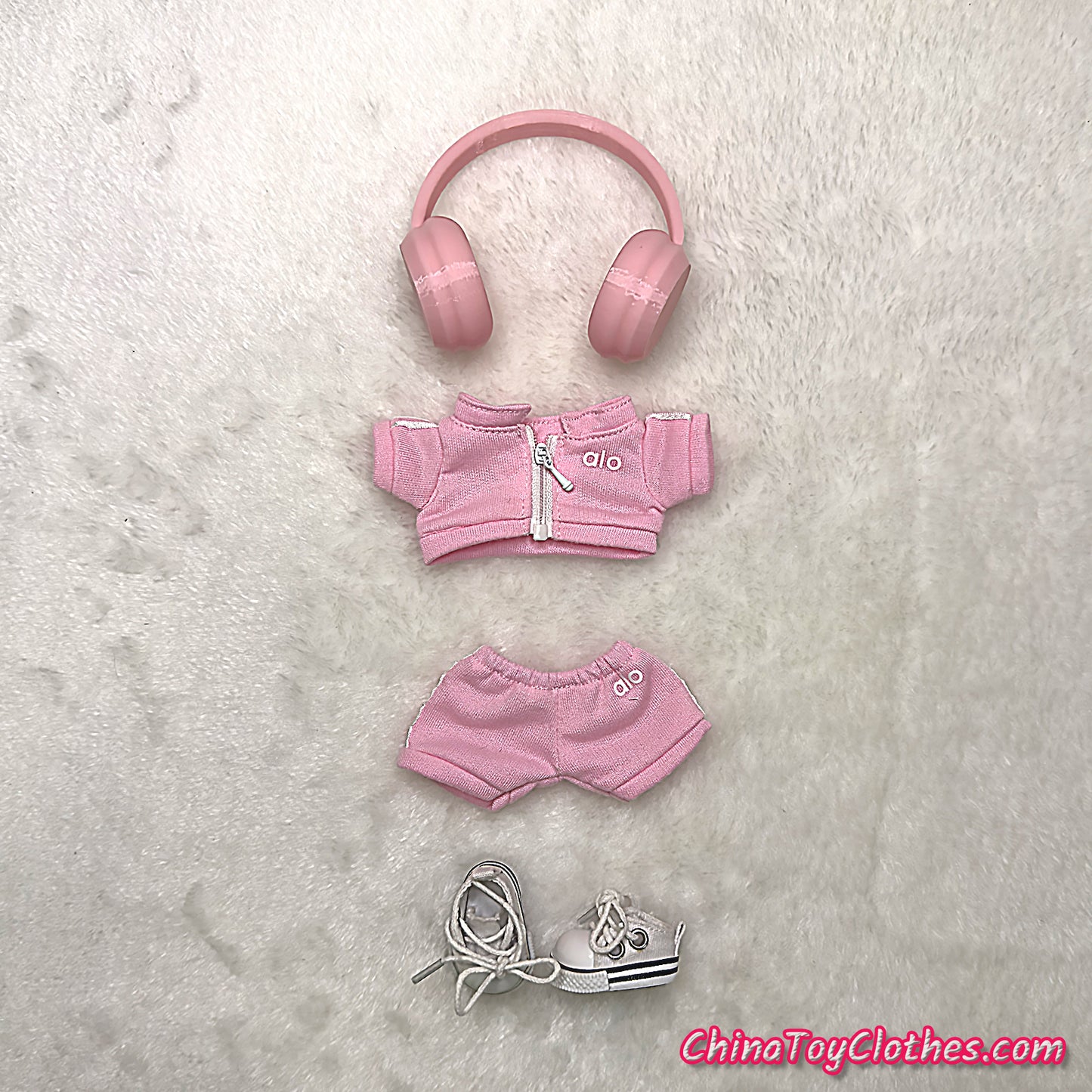 LABUBU 17cm The Monsters Plush Doll Replacing Clothes Pink Yoga Leisure Sportswear Outfit NO TOY