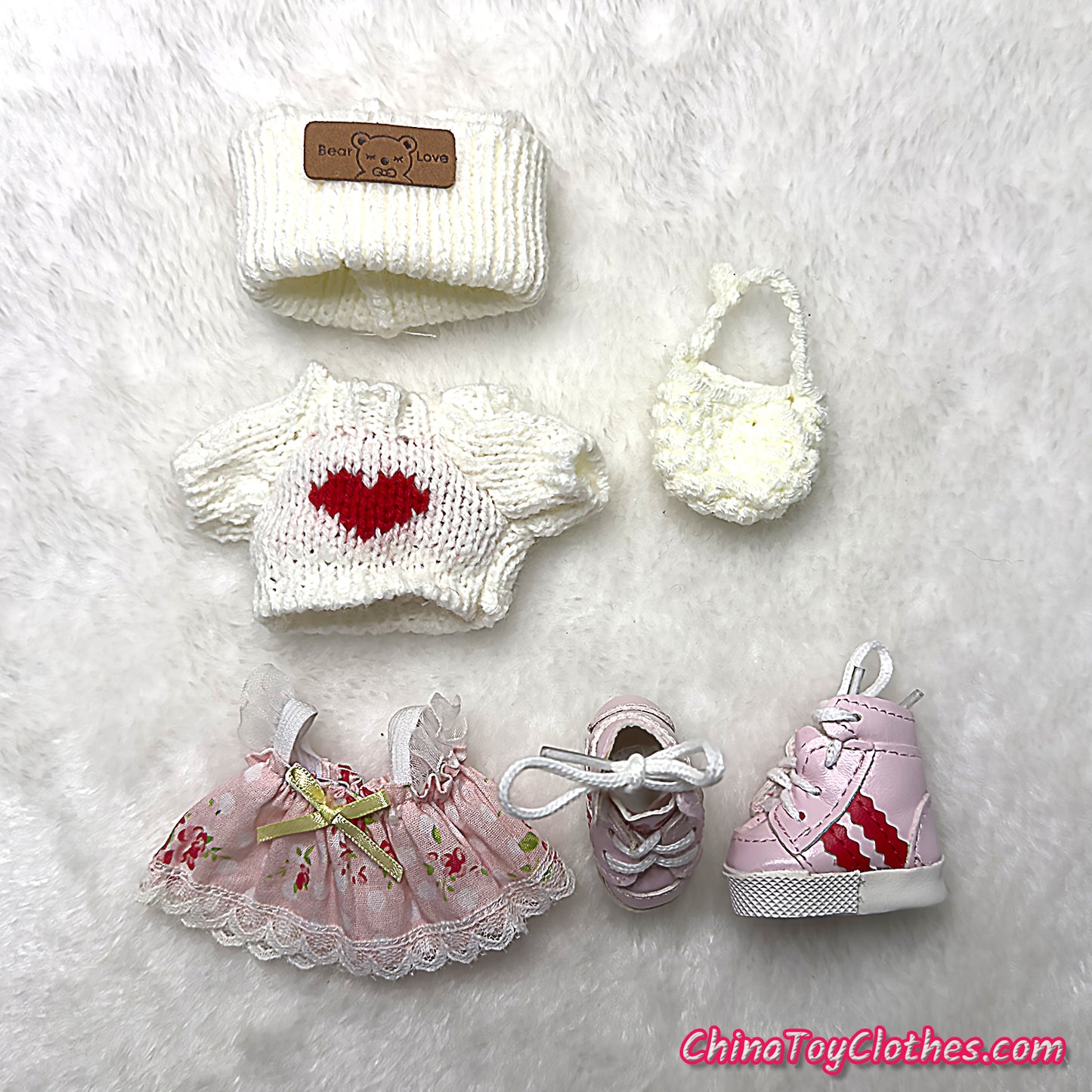 LABUBU 17cm The Monsters Plush Doll Handmade Cute White Sweater Outfit NO TOY