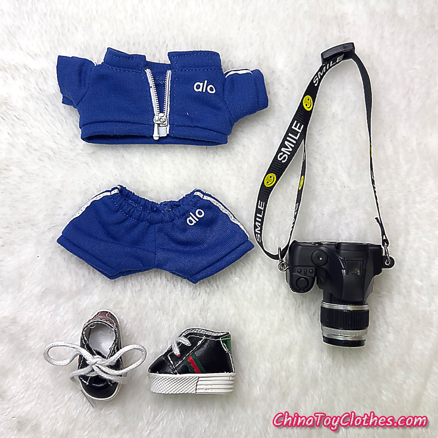 LABUBU 17cm The Monsters Plush Doll Replacing Clothes Blue Yoga Leisure Sportswear Outfit NO TOY