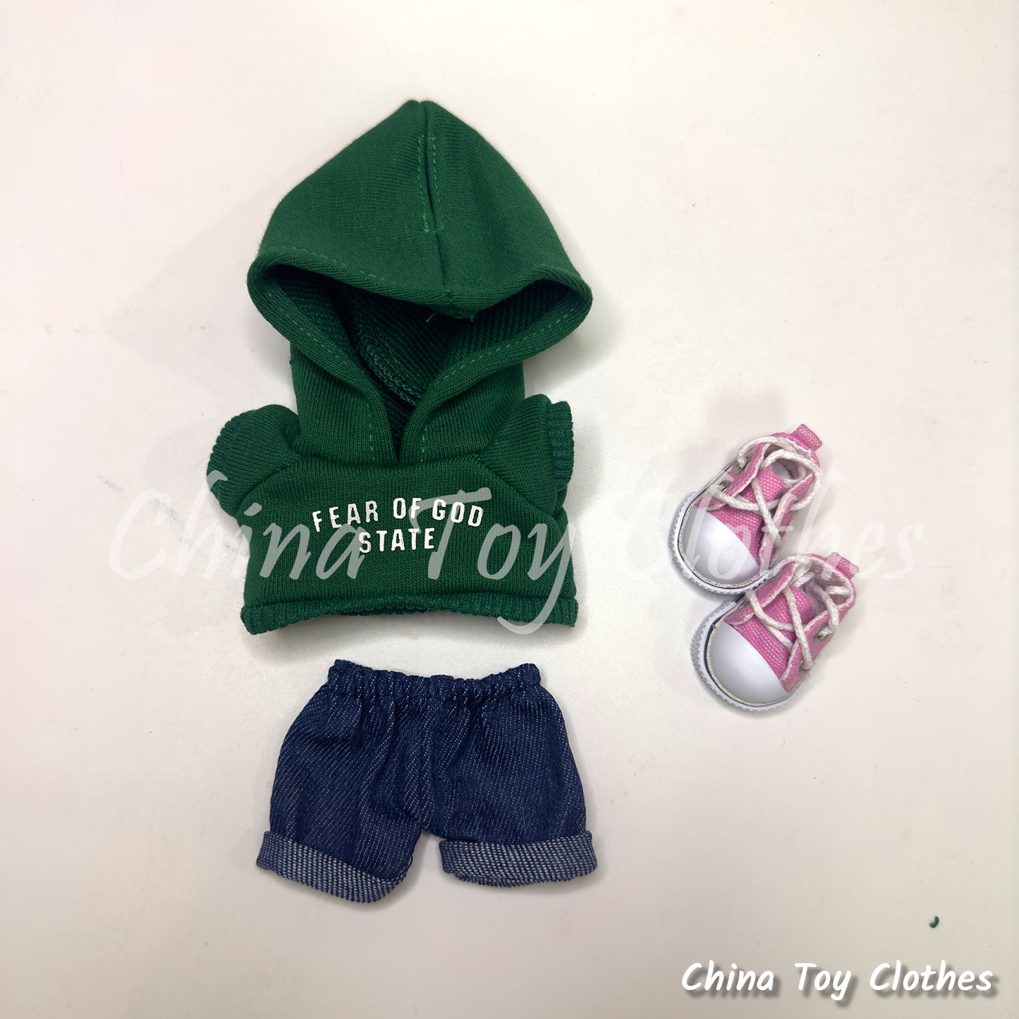 LABUBU 17cm 7inch The Monsters Plush Doll Replacing Clothes Fear Leisure Hoodie Jeans NO TOY