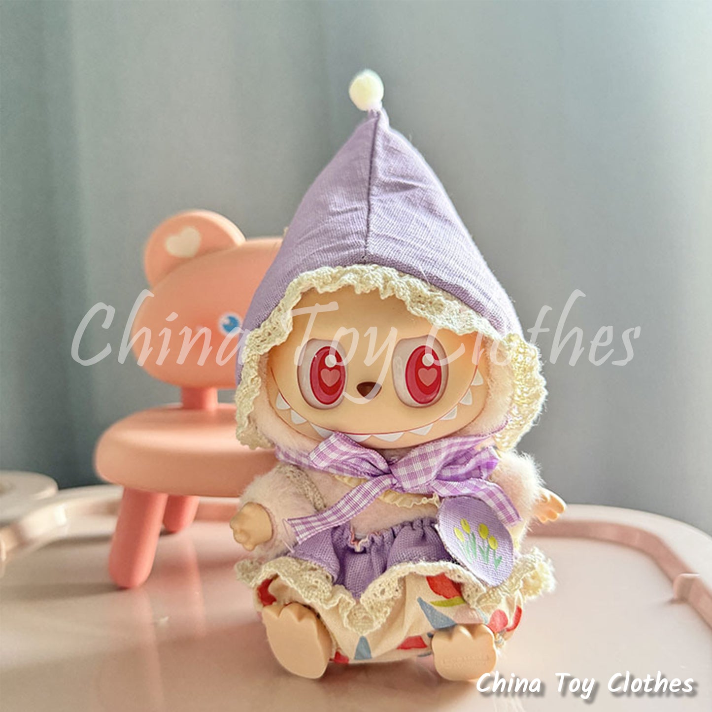 LABUBU 17cm The Monsters Plush Doll Clothes Lovely Witch Girl Suit NO TOY