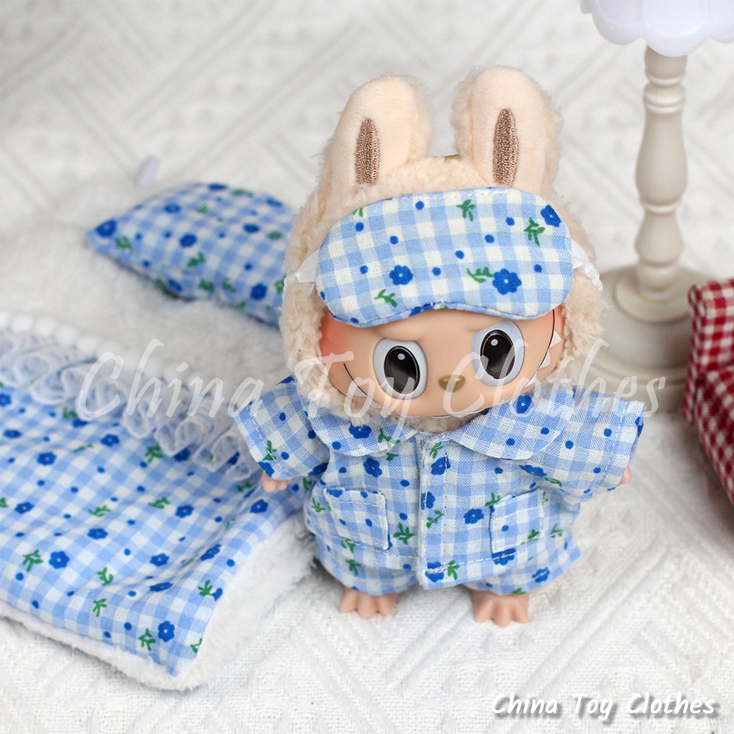 LABUBU 17cm The Monsters Plush Doll Accessories Lovely Sleeping Bed and Pajamas NO TOY