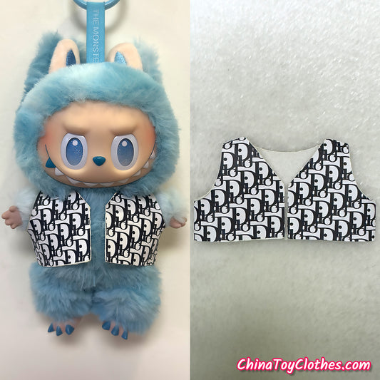 LABUBU 17cm The Monsters Plush Doll Replacing Clothes Handmade Black DD Waistcoat  NO TOY