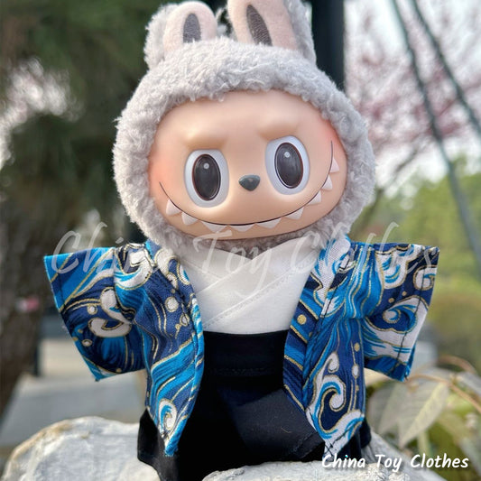 LABUBU 17cm The Monsters Plush Doll Clothes Lovely Japanese Boy Style Kimono NO TOY
