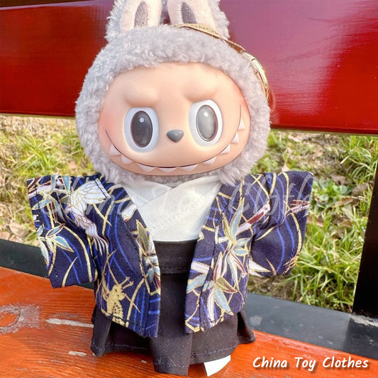 LABUBU 17cm The Monsters Plush Doll Clothes Lovely Japanese Boy Style Kimono NO TOY