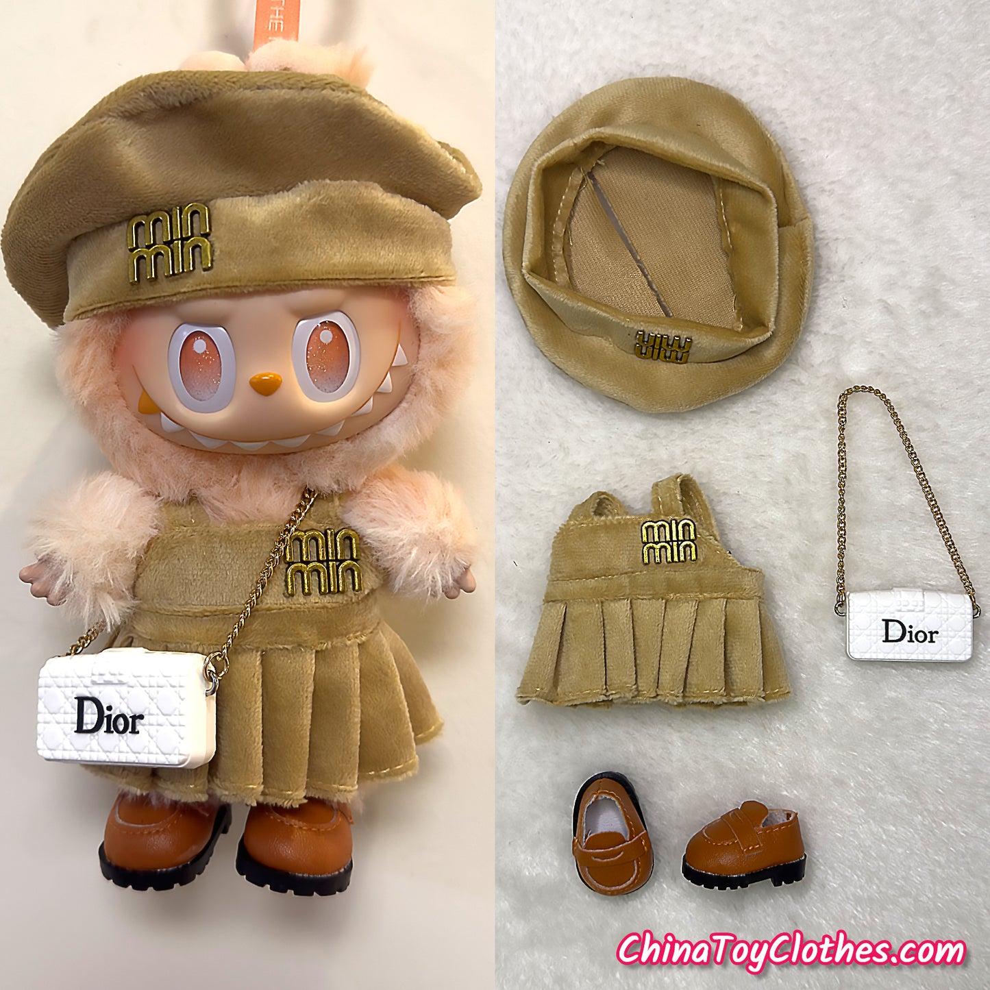 LABUBU 17cm Les Monstres Peluche Poupée Vêtements Rich Guy Femme Fille GG Costume PAS DE JOUET