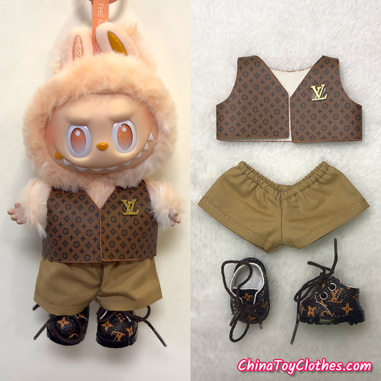 LABUBU 17cm The Monsters Plush Doll Replacing Clothes Handmade Gentleman Waistcoat  NO TOY