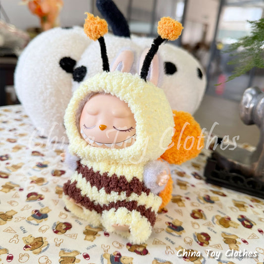 LABUBU 17cm Les Monstres Peluche Poupée Vêtements Adorable Fait Main Petite Abeille Tenue PAS DE JOUET