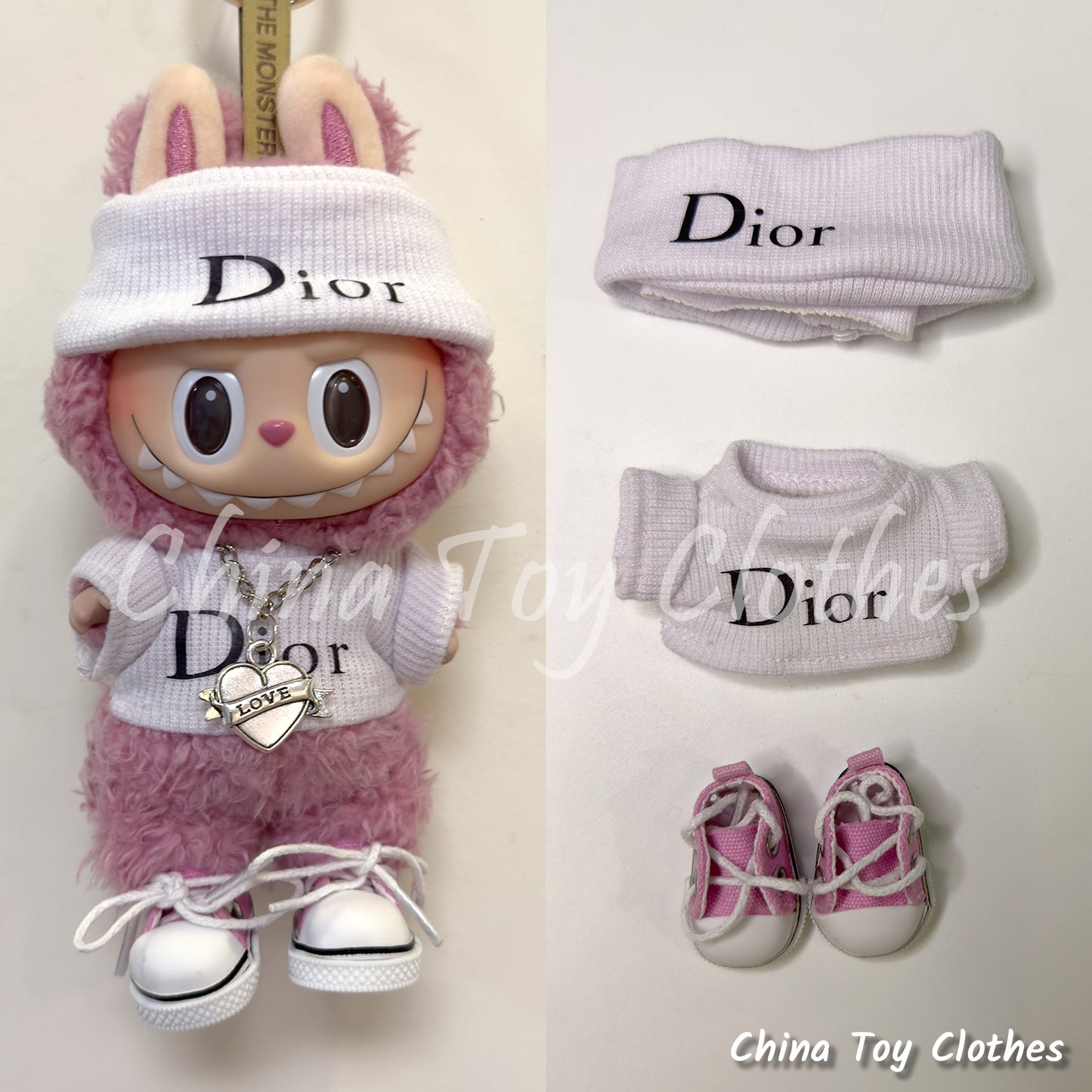 LABUBU 17cm Les Monstres Peluche Poupée Vêtements Rich Guy Femme Fille GG Costume PAS DE JOUET