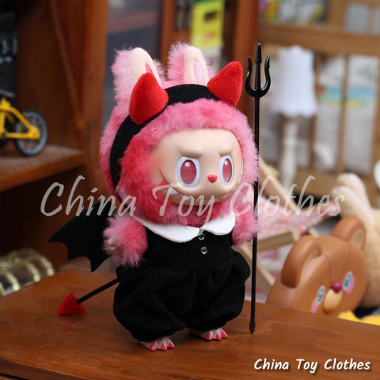 LABUBU 17cm The Monsters Plush Doll Clothes Cute Little Demon Outfit NO TOY