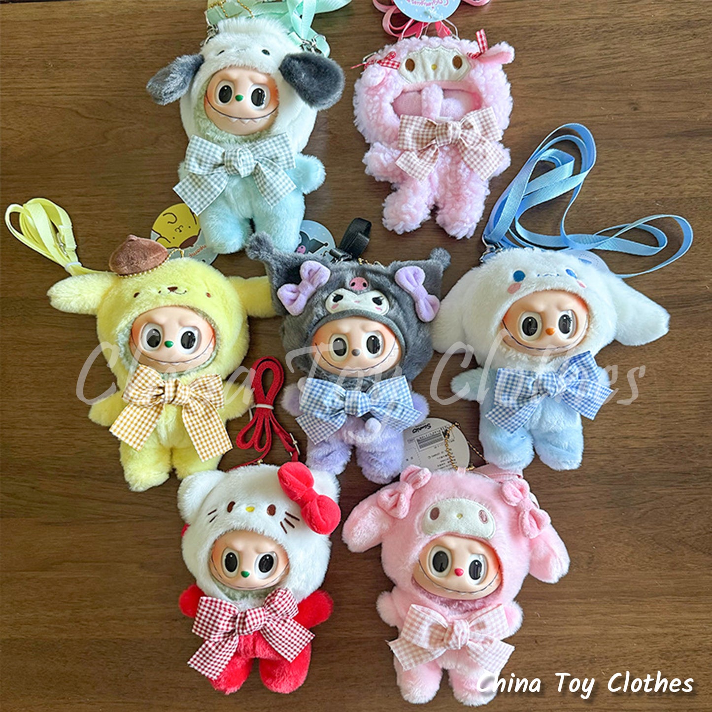 LABUBU 17cm 7inch The Monsters Plush Doll Clothes Adorable Cartoon Outfit NO TOY