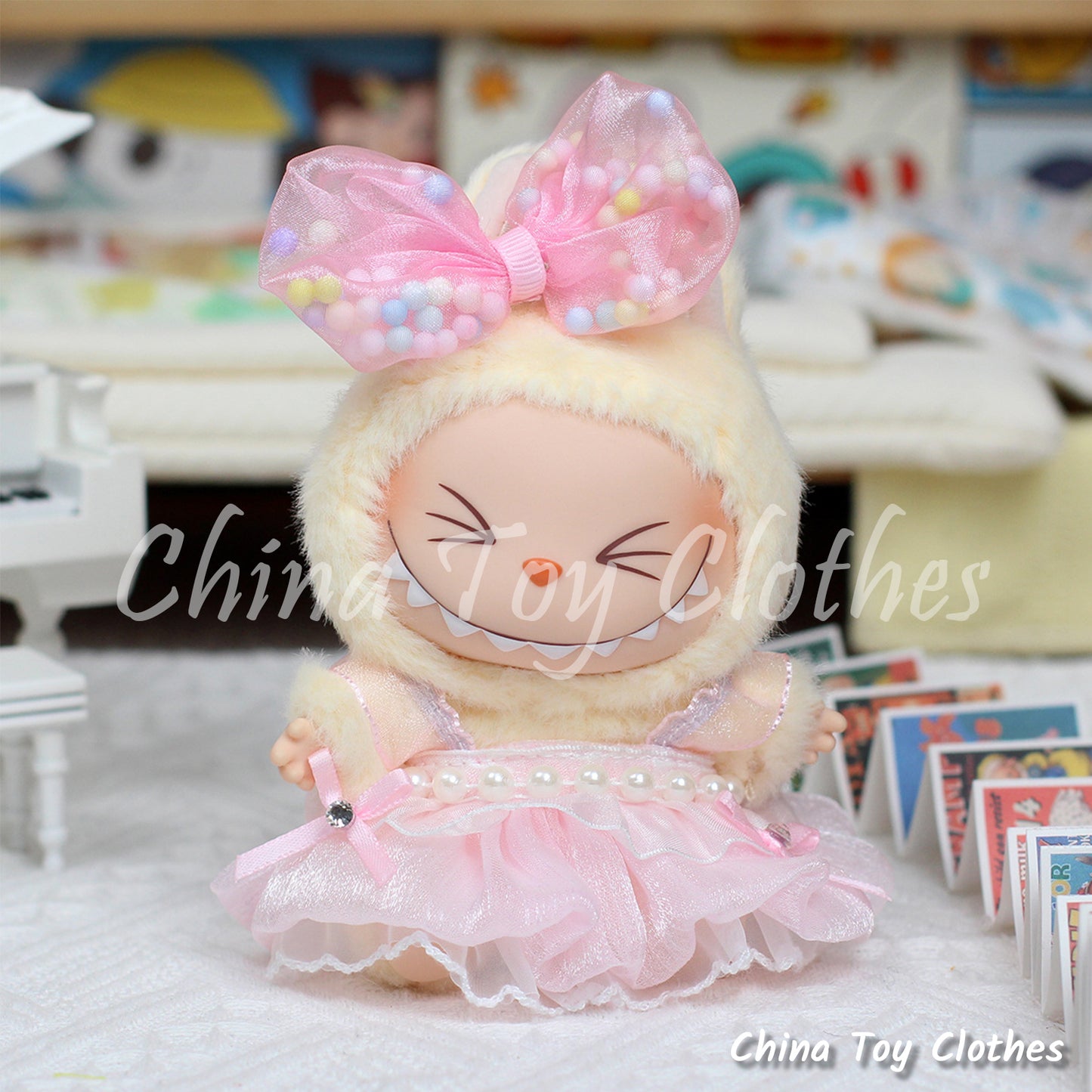 LABUBU 17cm 怪獸毛絨公仔衣帥哥漫畫風格 4 件套無玩具