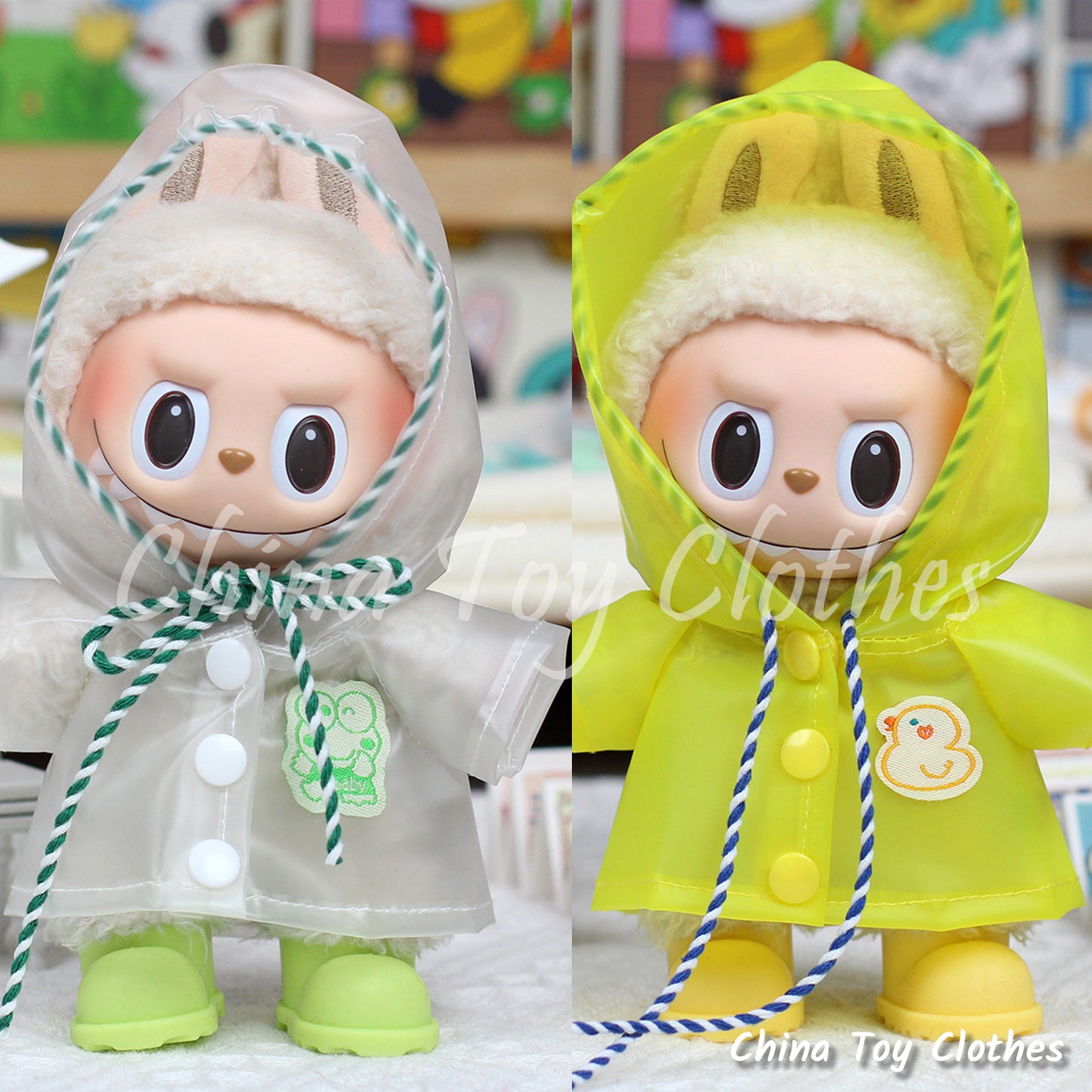 LABUBU 17cm 7inch The Monsters Plush Doll Clothes Cute Rain Coat Outfit NO TOY