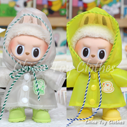 LABUBU 17cm 7inch The Monsters Plush Doll Clothes Cute Rain Coat Outfit NO TOY