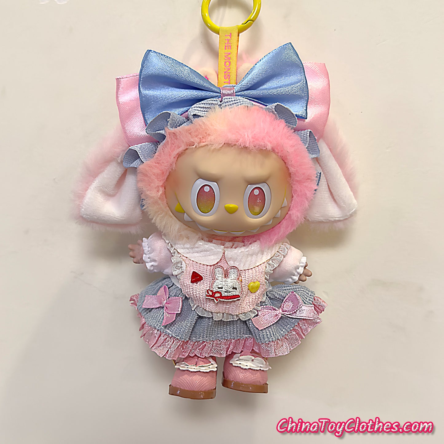 LABUBU 17cm The Monsters Plush Doll Handmade Clothes Kawaii Bunny Dress NO TOY