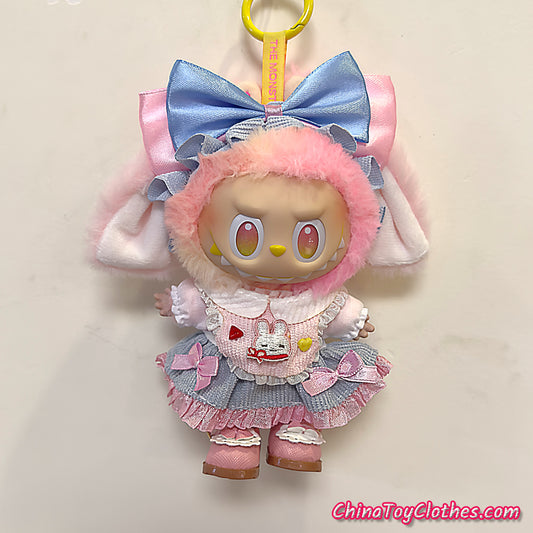 LABUBU 17cm The Monsters Plush Doll Handmade Clothes Kawaii Bunny Dress NO TOY