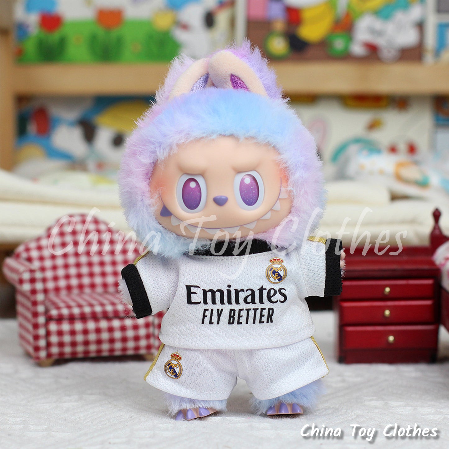 LABUBU 17cm Les Monstres Peluche Poupée Vêtements Lacs N° 77 Basketball Sportsware PAS DE JOUET