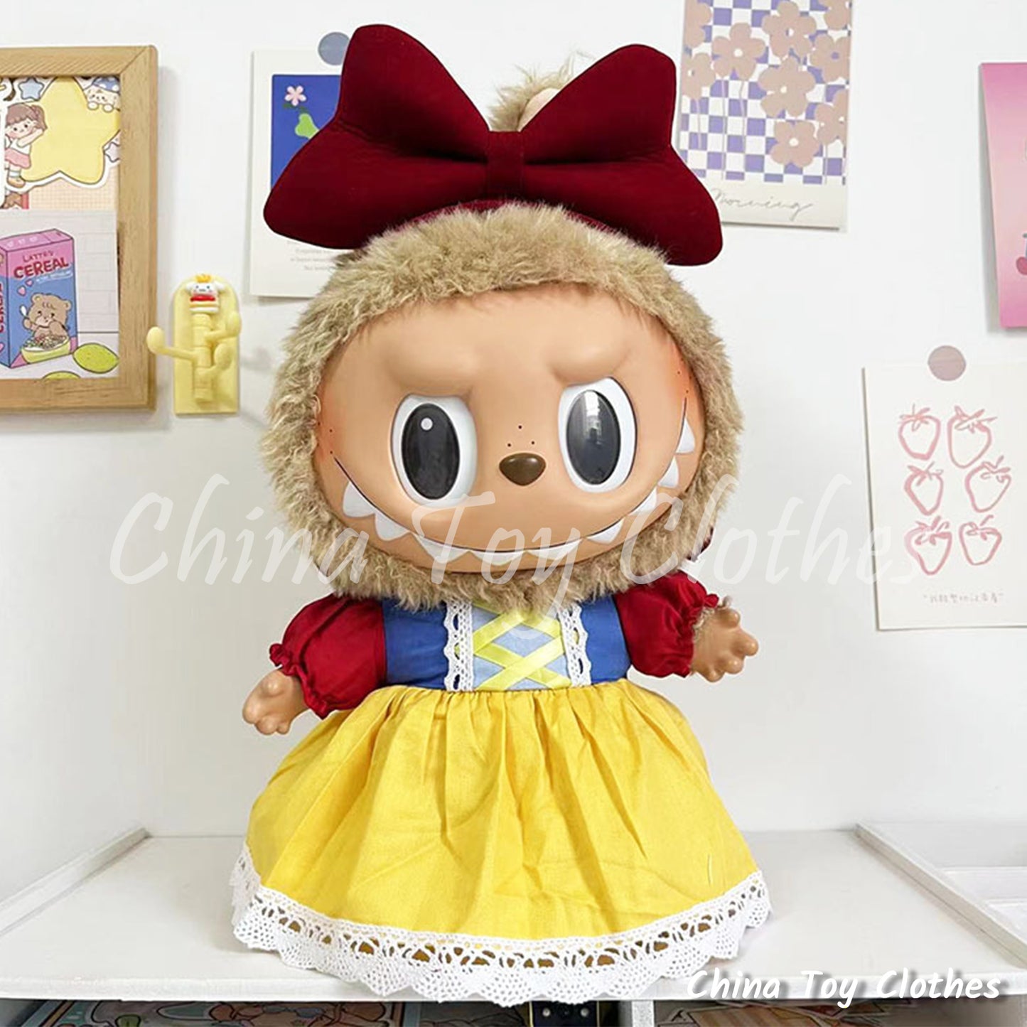LABUBU 38cm 15inch The Monsters Plush Doll Clothes Handmade Snow White Outfit NO TOY