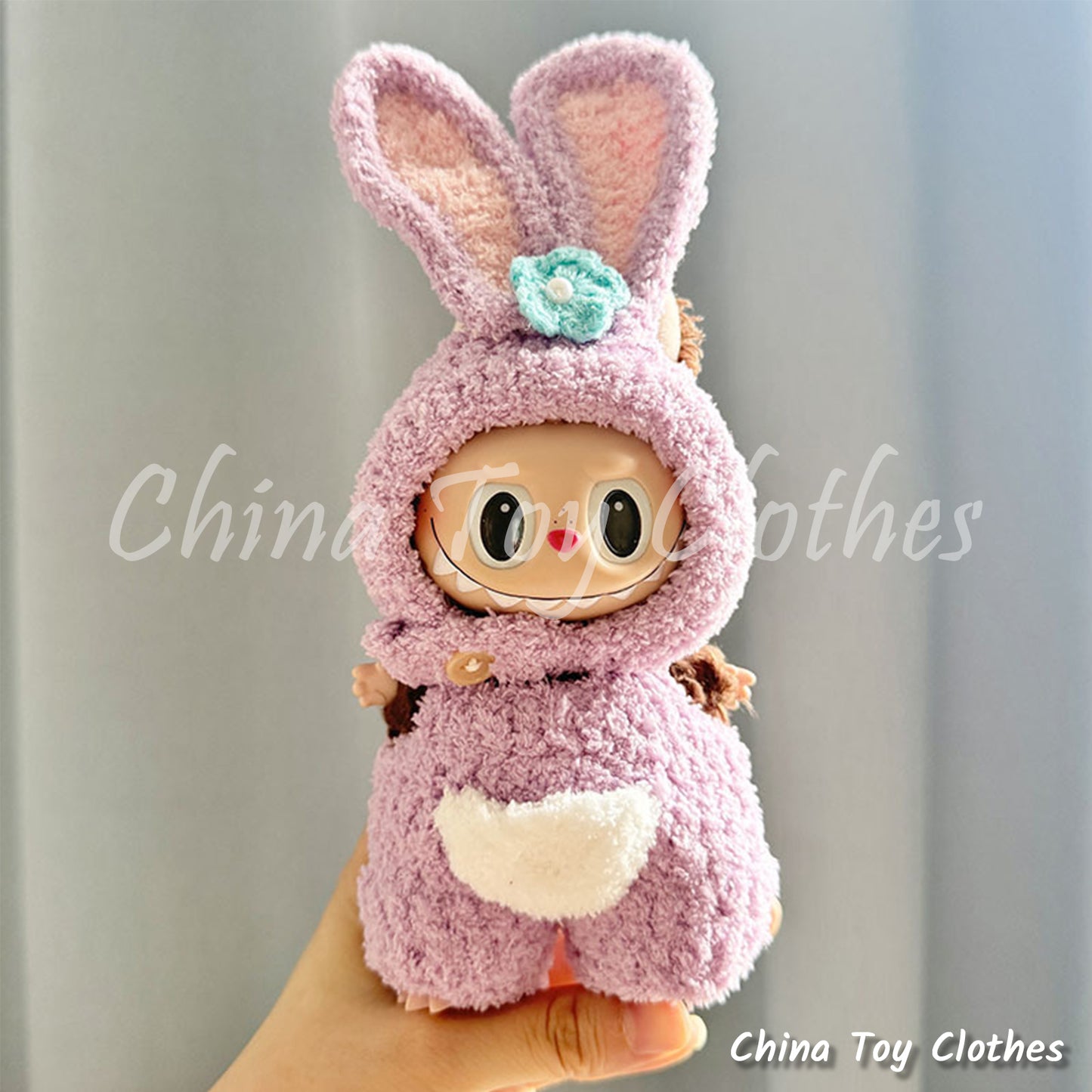 LABUBU 17cm Les Monstres Peluche Poupée Vêtements Belle Lapin Violet Stellalou Tenue PAS DE JOUET