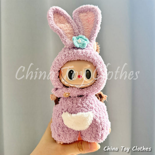 LABUBU 17cm The Monsters Plush Doll Clothes Lovely Purple Rabbit Stellalou Outfit NO TOY