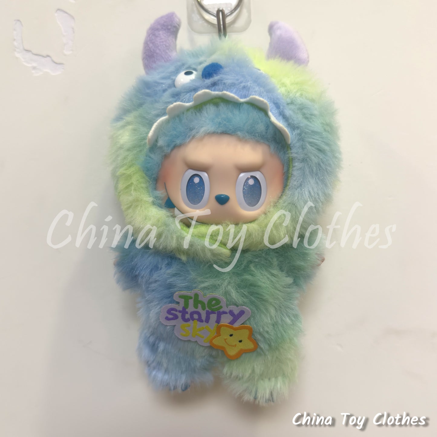 LABUBU 17cm 7inch The Monsters Plush Doll Clothes Handmade Blue Monster Outfit NO TOY