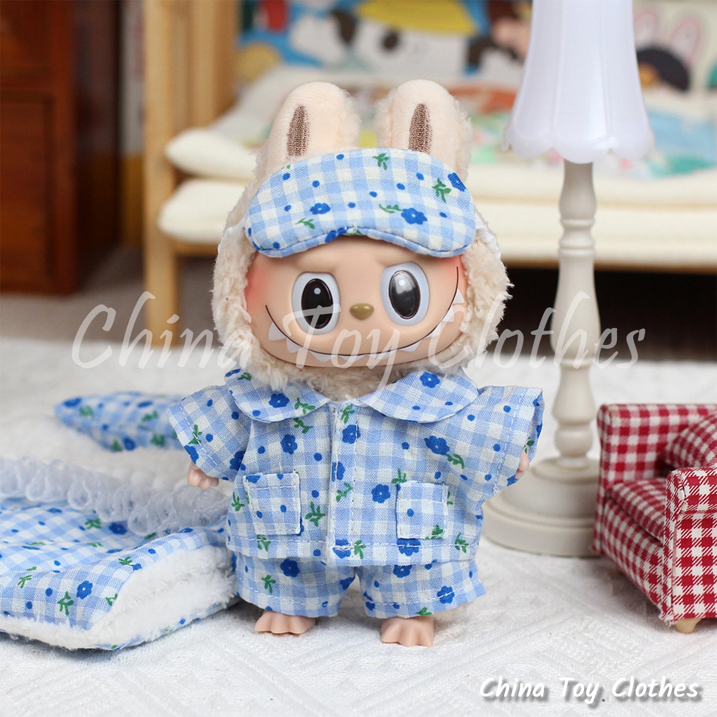 LABUBU 17cm The Monsters Plush Doll Clothes Pajamas 3 pcs in a set NO TOY