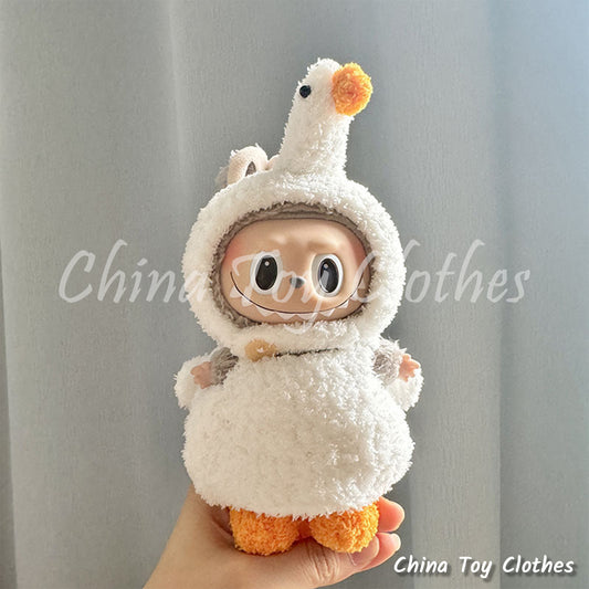 LABUBU 17cm The Monsters Plush Doll Clothes Lovely Little White Swan Outfit NO TOY