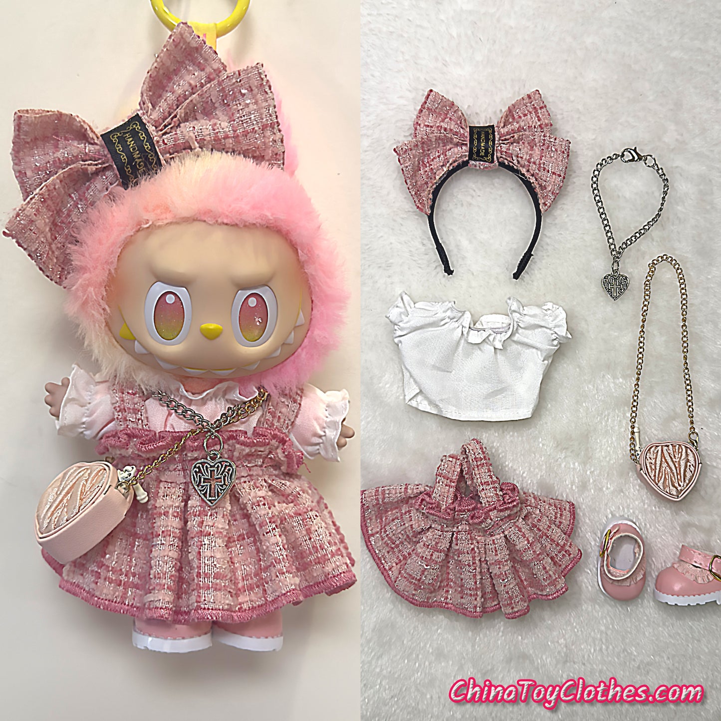 LABUBU 17cm Les Monstres Peluche Poupée Vêtements Rich Guy Femme Fille GG Costume PAS DE JOUET