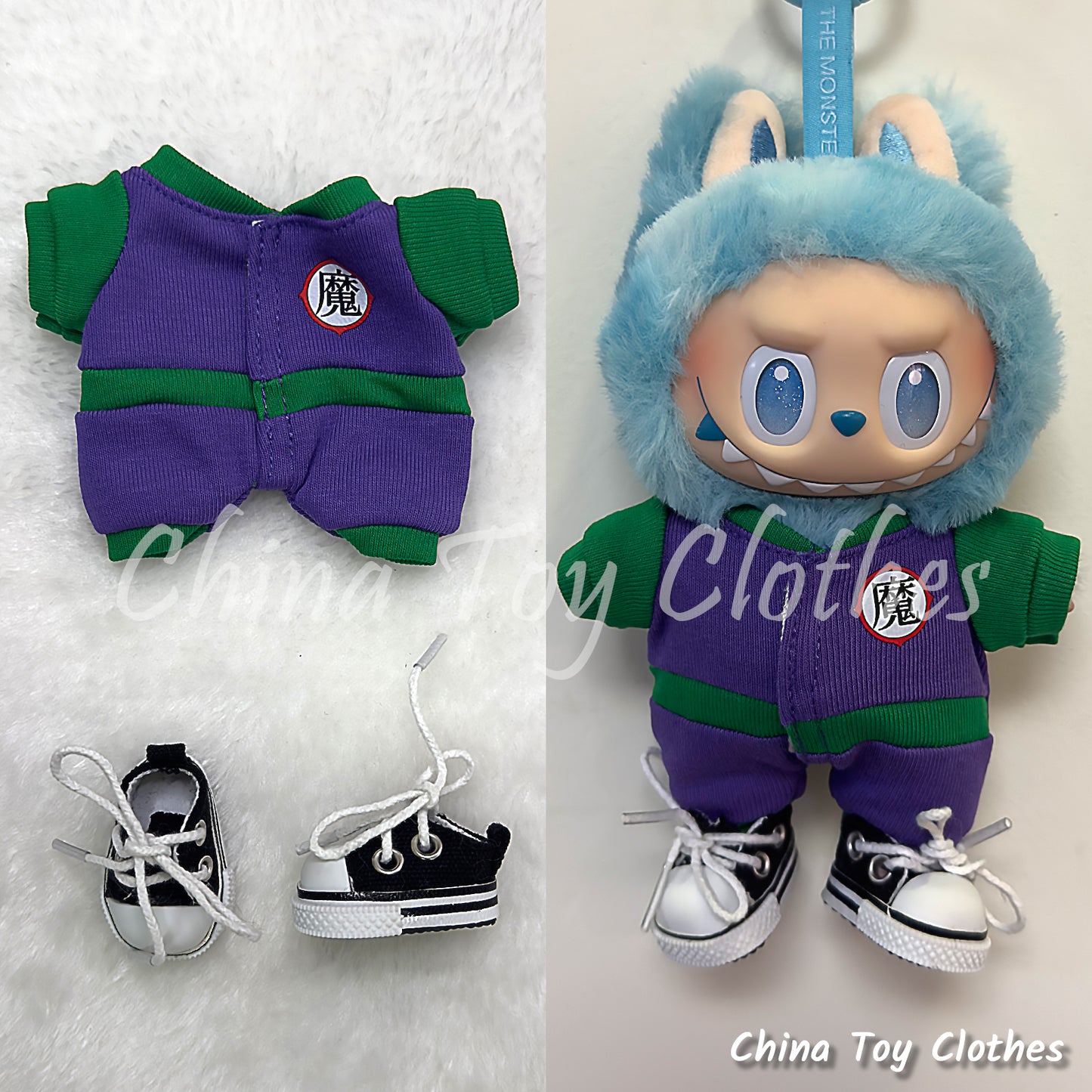 LABUBU 17 公分怪獸毛絨娃娃衣服富婆女孩 GG 套裝無玩具