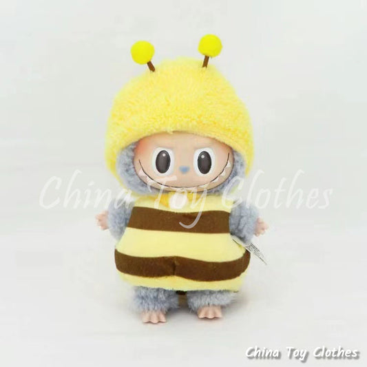 LABUBU 17cm The Monsters Plush Doll Clothes Lovely Yellow Honey Bee Outfit NO TOY