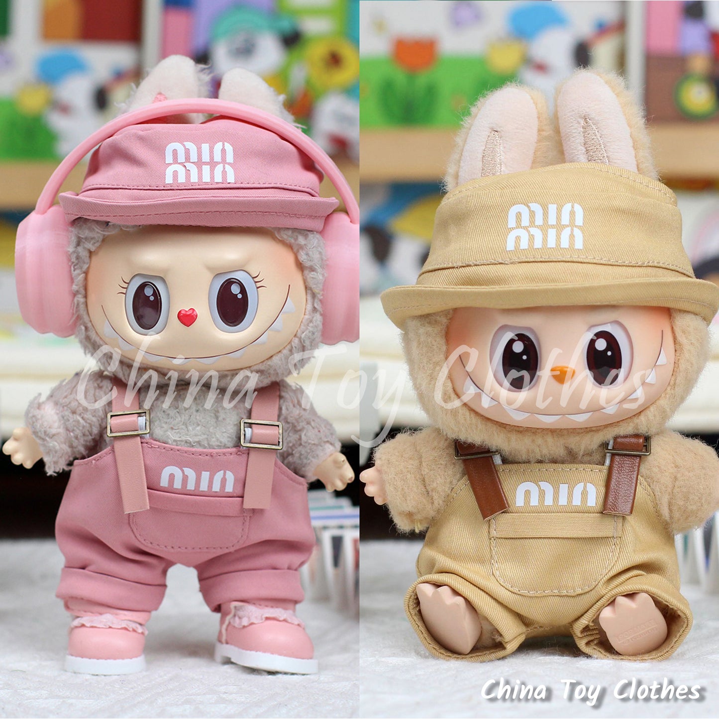 LABUBU 17cm The Monsters Plush Doll Handmade Clothes Elegant MINMIN Fashion Outfit Headphones NO TOY