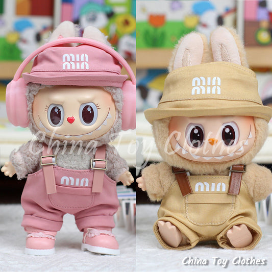 LABUBU 17cm The Monsters Plush Doll Handmade Clothes Elegant MINMIN Fashion Outfit Headphones NO TOY