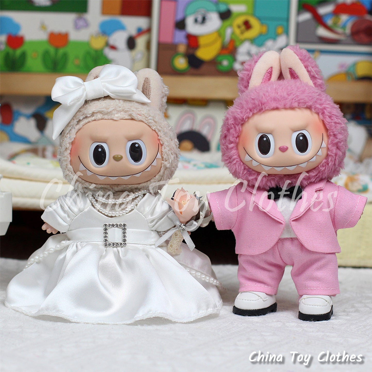 LABUBU 17cm Les Monstres Peluche Poupée Vêtements Beau Mec Style Manga 4 articles dans un costume PAS DE JOUET