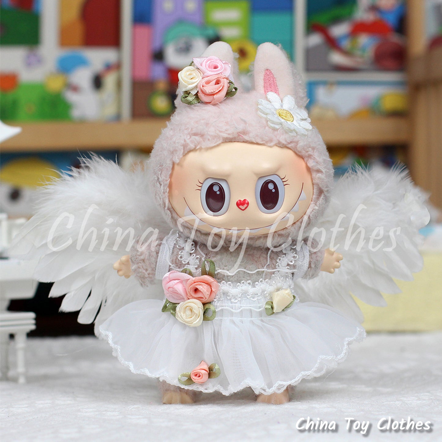 LABUBU 17cm The Monsters Plush Doll Replacing Clothes Korea Style Wedding Dress