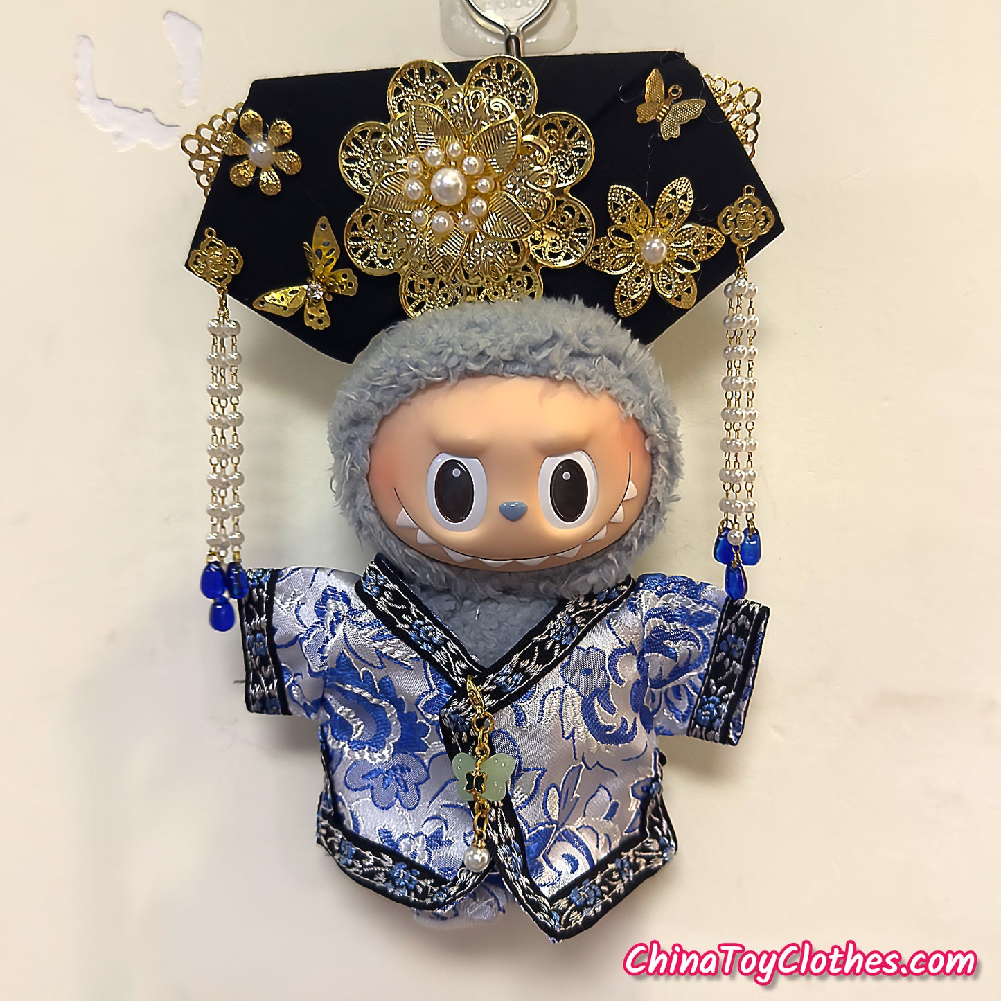 LABUBU 17cm The Monsters Plush Doll Handmade Clothes china Blue Traditional Qing Dynasty Princess Outfit NO TOY (Copy)