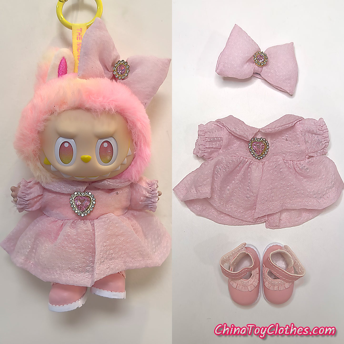 LABUBU 17 公分怪獸毛絨娃娃衣服富婆女孩 GG 套裝無玩具