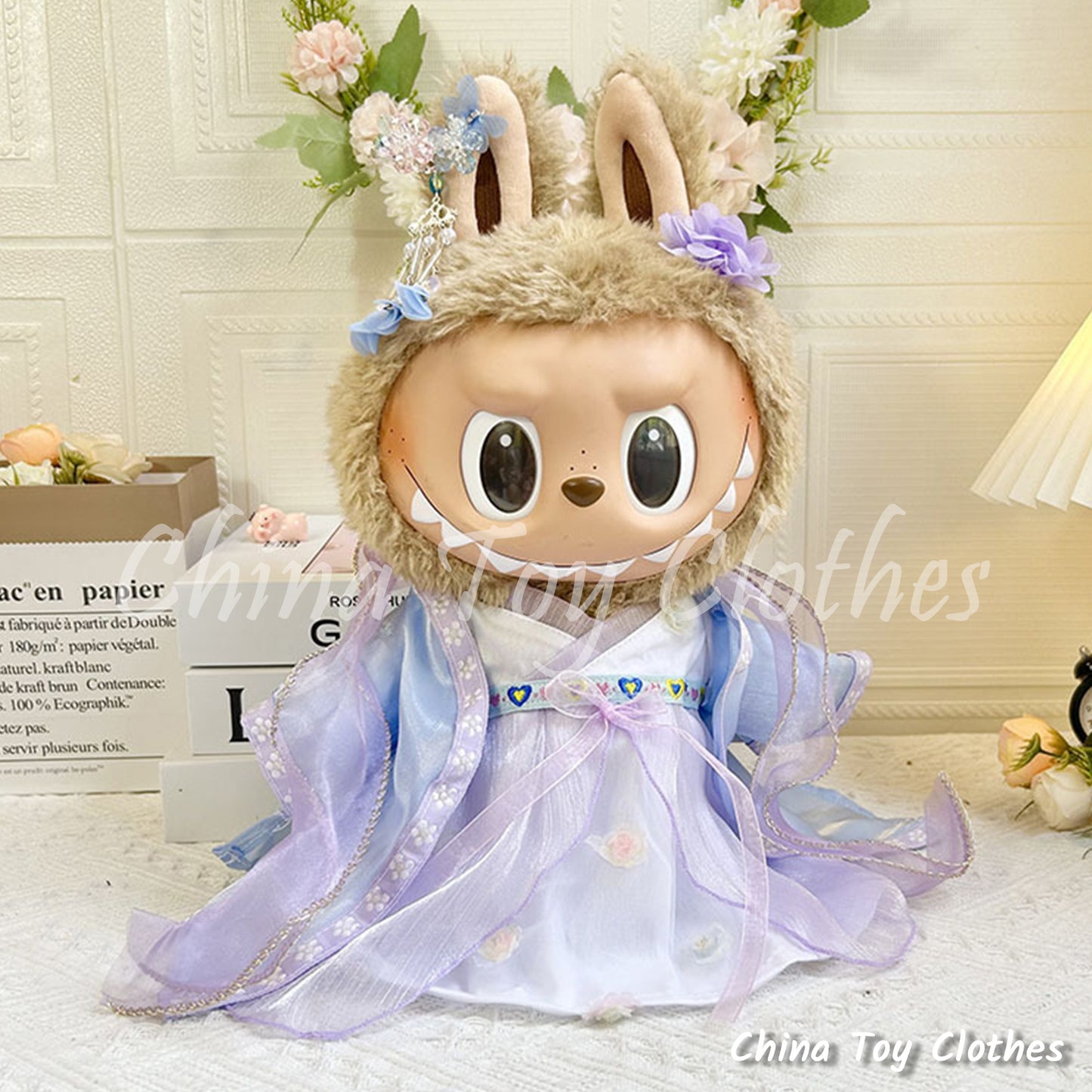 LABUBU 38cm 15inch The Monsters Plush Doll Clothes Handmade Traditional Chinese Skirt NO TOY