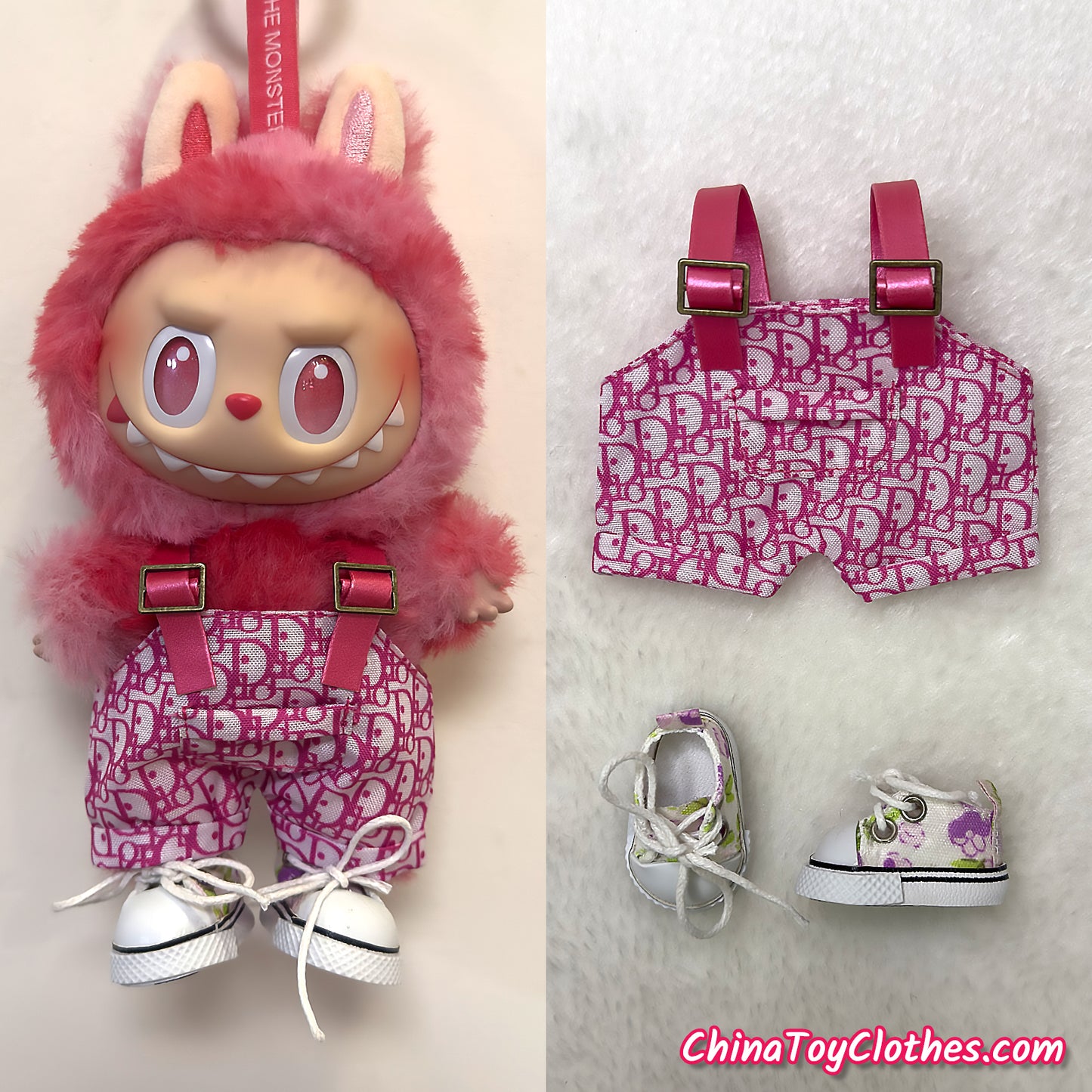 LABUBU 17cm The Monsters Plush Doll Replacing Clothes 'Rich Doll' Jumpsuit NO TOY