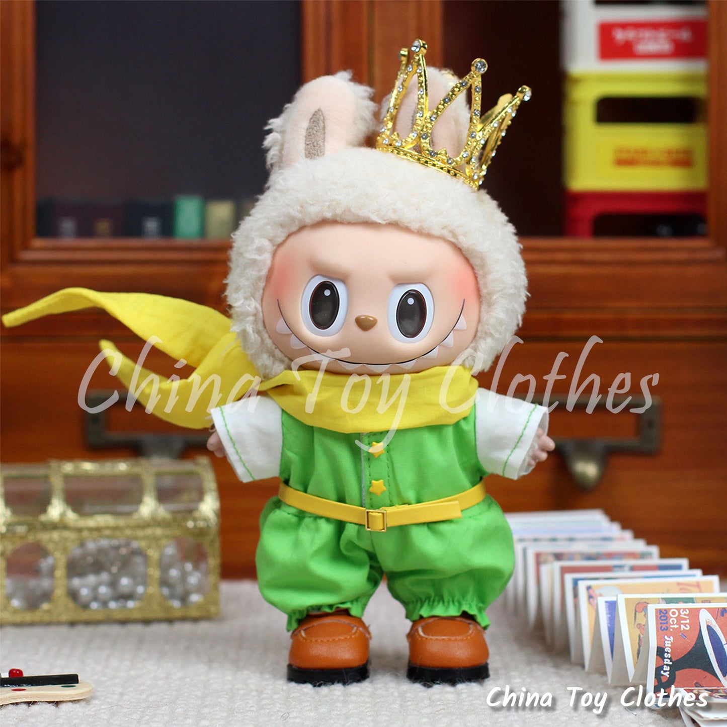 LABUBU 17cm 7inch The Monsters Plush Doll Clothes Handmade Little Prince Outfit NO TOY