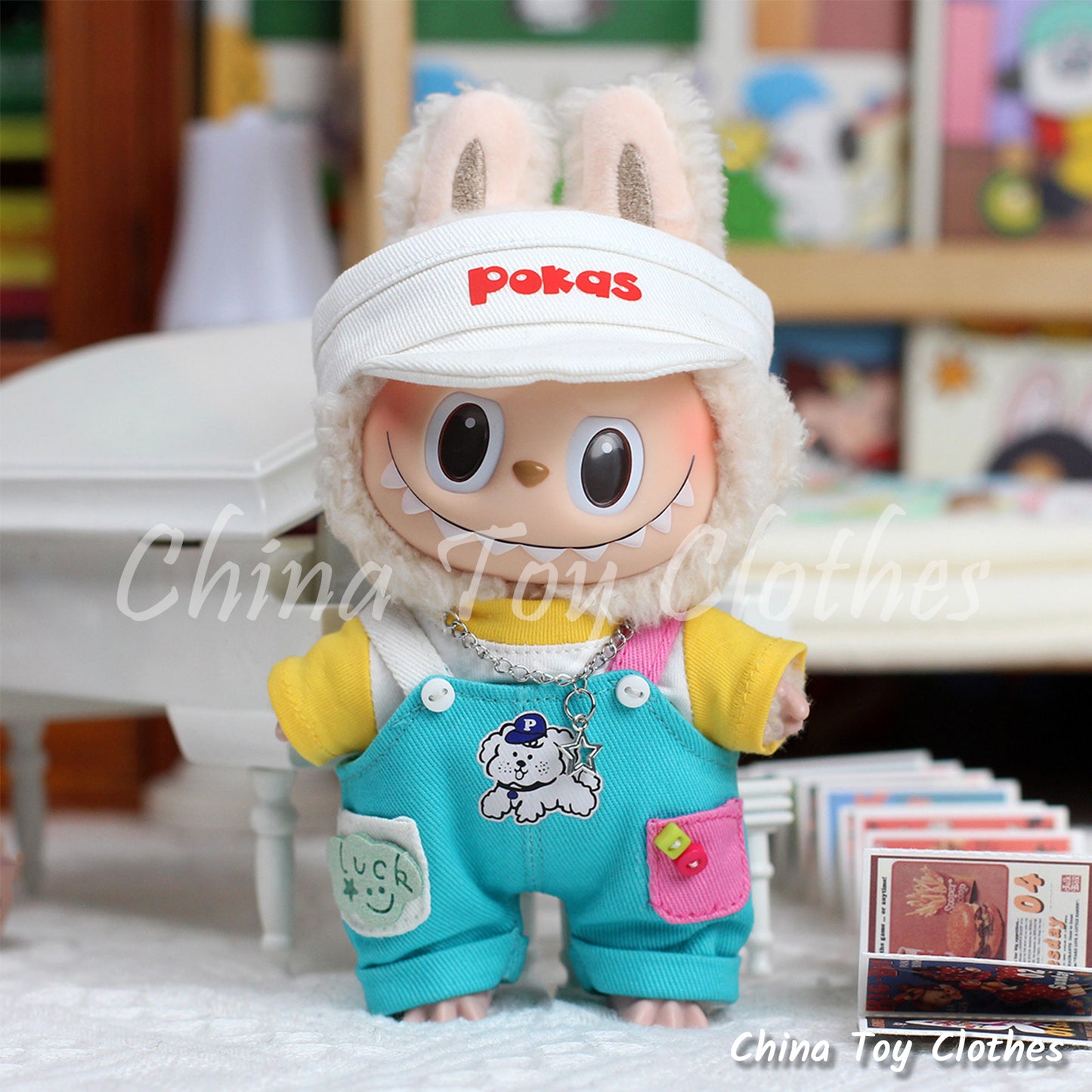 LABUBU 17cm 7inch The Monsters Plush Doll Clothes Cute Pokas Outfit NO TOY