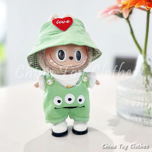 LABUBU 17cm The Monsters Plush Doll Clothes Three Eyes Monster Alien Cosplay Suit NO TOY