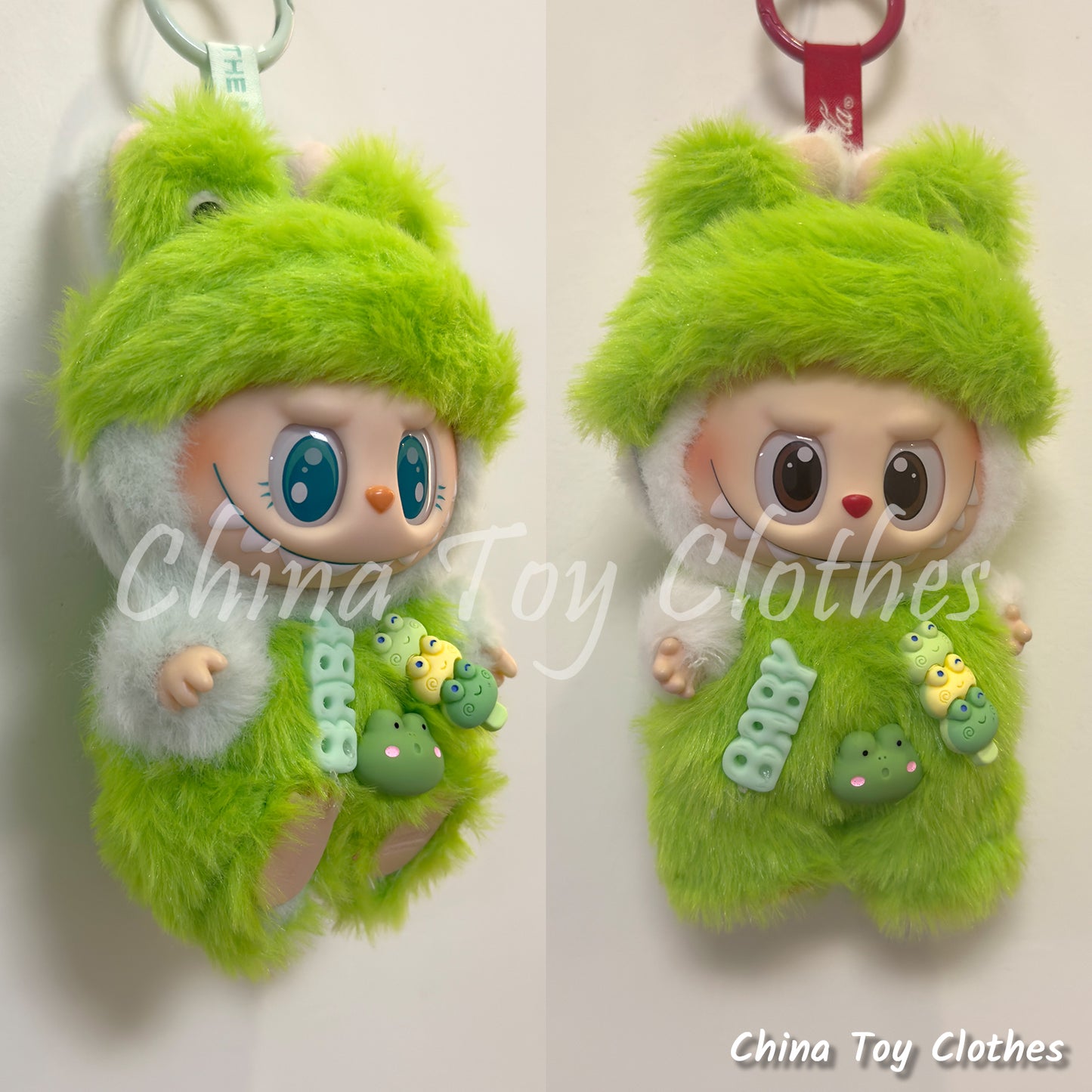 LABUBU 17cm 7inch The Monsters Plush Doll Clothes Handmade Green Frog Monster Outfit NO TOY
