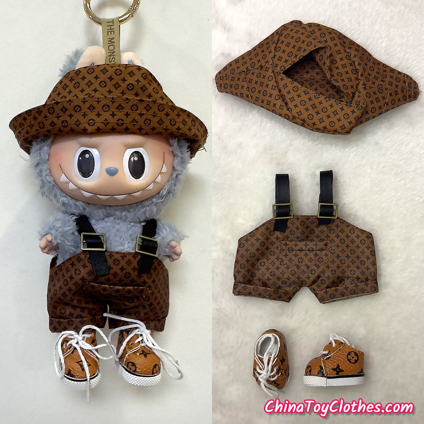 LABUBU 17cm The Monsters Plush Doll Replacing Clothes Gentle Man 'Rich Doll' Suit NO TOY