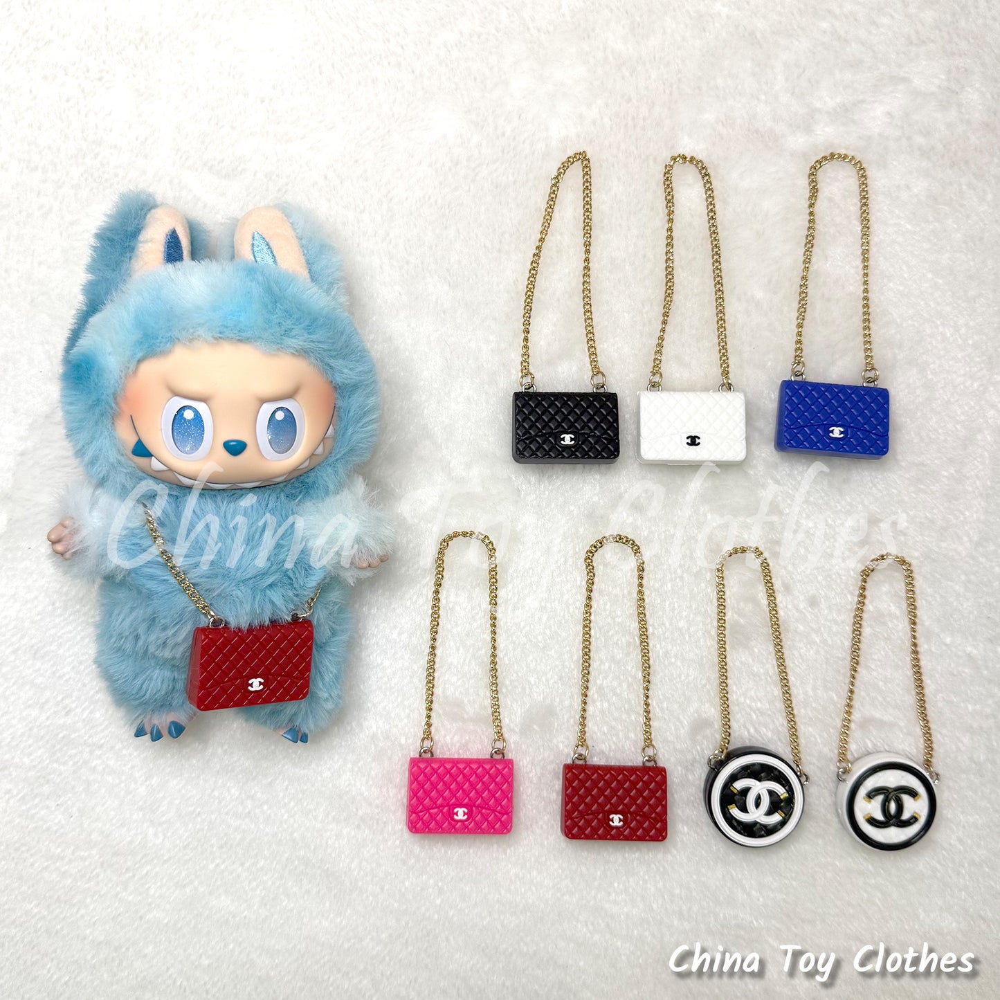 LABUBU 17cm The Monsters Plush Doll Accessories Handmade Lovely Lady's CC Bag Purse NO TOY