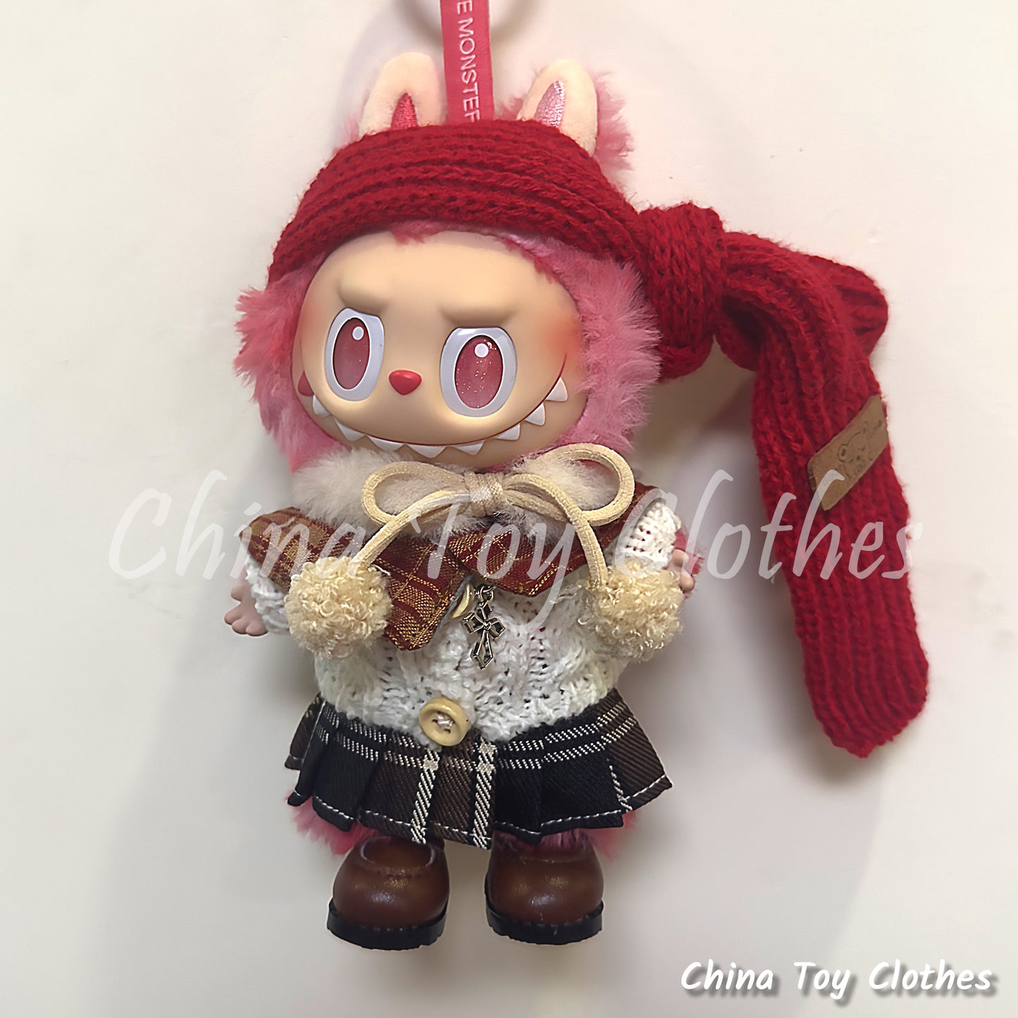 LABUBU 17 公分怪獸毛絨娃娃衣服富婆女孩 GG 套裝無玩具