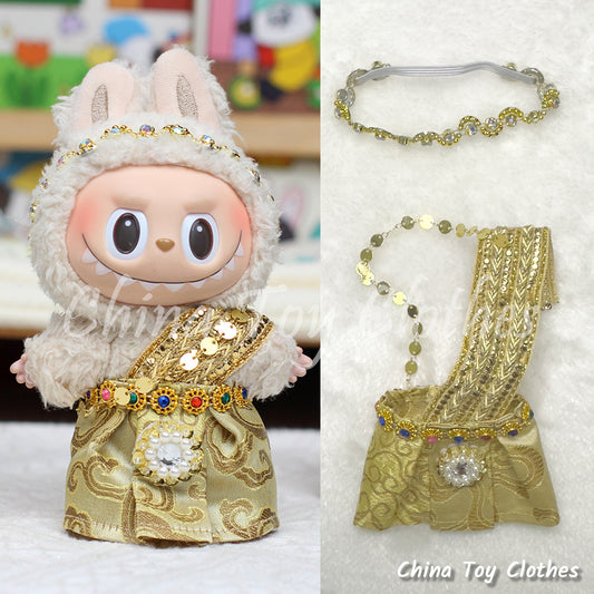 LABUBU 17cm The Monsters Plush Doll Handmade Clothes Cute Traditional Thai Outfit NO TOY